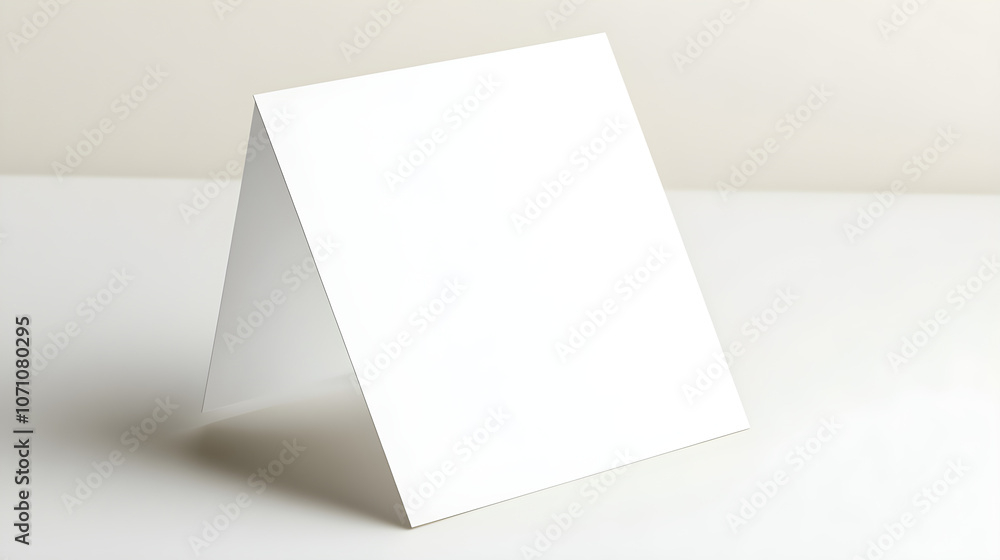 Aufkleber a blank bi-fold or tri-fold menu card displayed at an angle, with light falling softly on it for a m