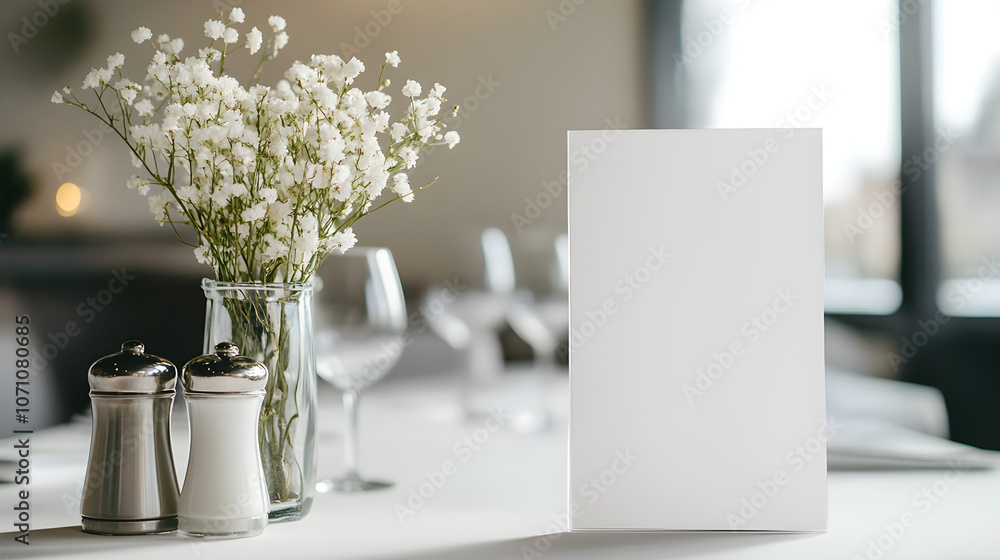 Poster a blank menu on a simple stand with subtle decorations