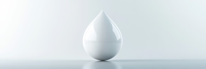 A 3D icon of a water droplet with a glossy surface and soft reflections, centered on a solid white background with ample copy space