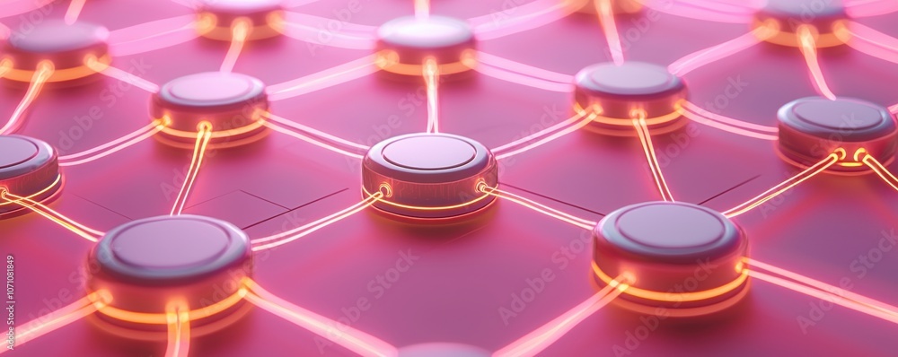 Aufkleber a close-up view of a digital network, interconnected nodes with glowing lines, technology and connec