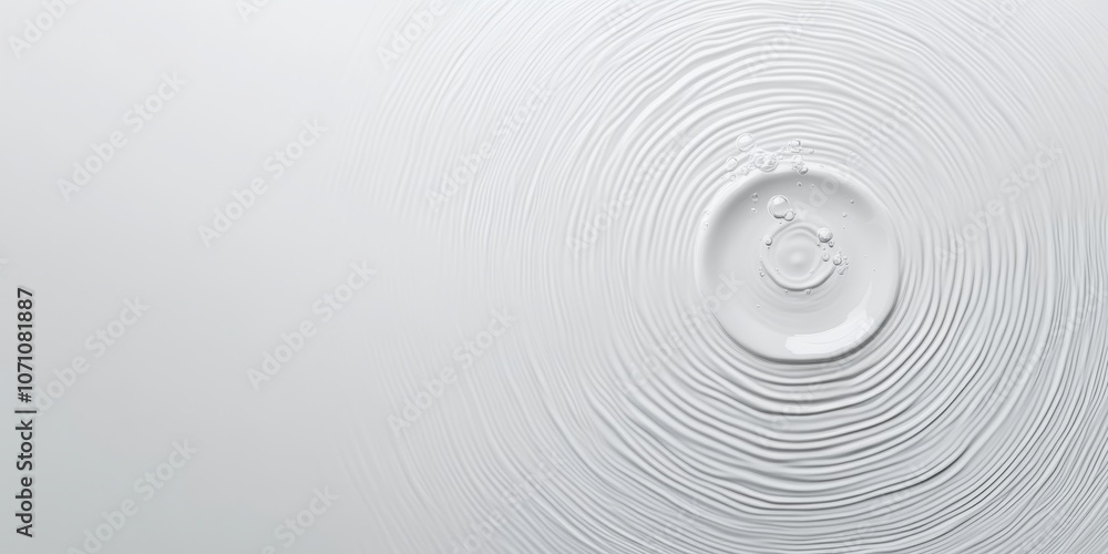Poster a calm, circular ripple in water with subtle waves, creating a serene effect on a clean white backgr