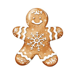 Watercolor Gingerbread Man Cookies -Christmas cookies on transparent background.Perfect for invites, Christmas cards, sublimation designs, wall art.