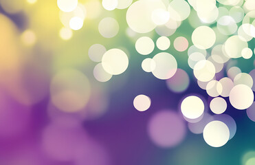 Fototapeta premium Abstract blurred background with a green and blue gradient, accented by purple and yellow elements