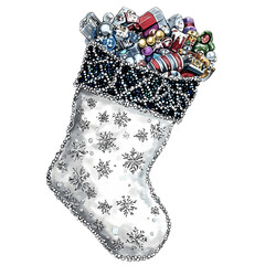 Christmas Stocking with Watercolor Detail – Perfect for Christmas Invites, Cards, Sublimation Designs, and Wall Art