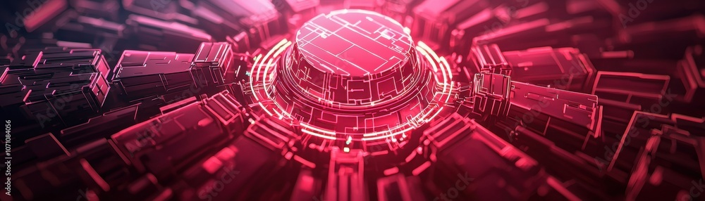 Aufkleber a digital abstract design featuring a central glowing sphere surrounded by dynamic geometric pattern