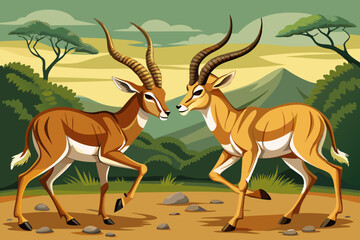 Male Impala Antelope (Aepyceros Melampus) fighting