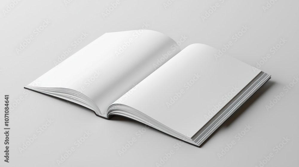 Poster open book with blank pages on a white background