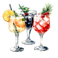 Festive Cocktail Drinks for the Holidays – Perfect for Christmas Invites, Cards, Sublimation Designs, and Wall Art