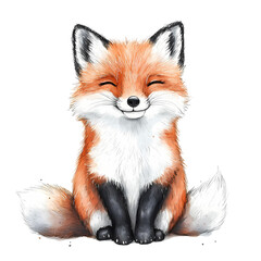 Fototapeta premium Adorable Arctic Fox in Winter Setting – Perfect for Christmas Invites, Cards, Sublimation Designs, and Wall Art