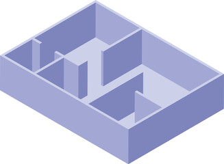 Fototapeta premium Empty apartment floor plan showing rooms and walls, isometric view