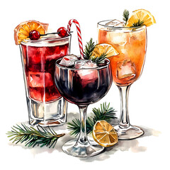 Festive Cocktail Drinks for the Holidays – Perfect for Christmas Invites, Cards, Sublimation Designs, and Wall Art