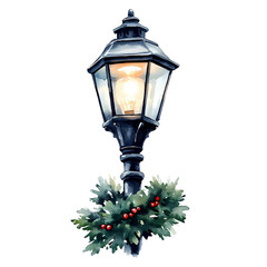 Victorian Christmas Street Lamps in Watercolor – Perfect for Christmas Invites, Cards, Sublimation Designs, and Wall Art