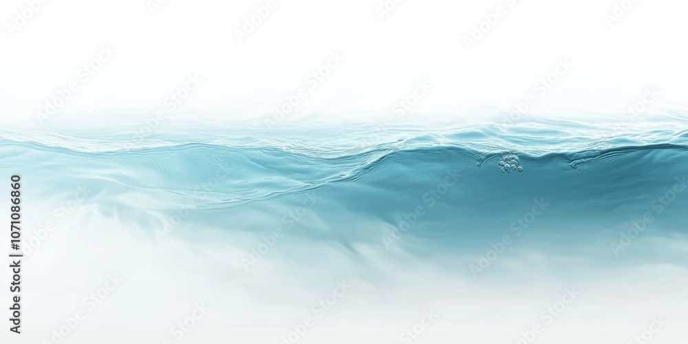 Poster a soft ripple in a blue gradient water surface, creating a calming effect on a clean white backgroun