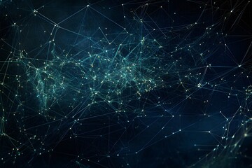 Abstract Digital Connectivity with Blue and Yellow Glowing Points and Lines, Representing a Complex Network System on a Dark Background