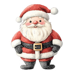 Watercolor Santa Claus in Festive Attire.  Perfect for invites, Christmas cards, sublimation designs, wall art.