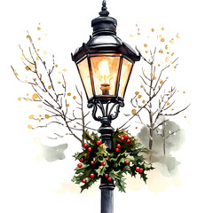 Victorian Christmas Street Lamps in Watercolor – Perfect for Christmas Invites, Cards, Sublimation Designs, and Wall Art