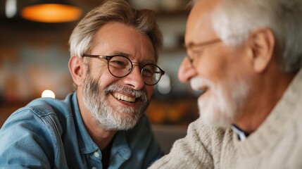 Two elderly friends, old man and his old friend, retired friends