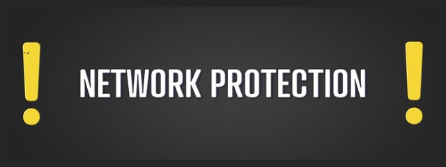 Network Protection. A blackboard with white text. Illustration with grunge text style.