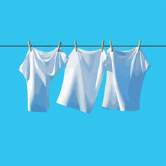 Fresh White Clothes Hanging on Outdoor Washing Line