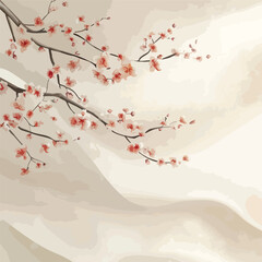 Fototapeta premium Elegant Cherry Blossoms Plum Blossoms Japanese Paper Background