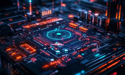 Obraz premium An advanced industrial Internet of Things smart factory concept, showcasing abstract 3D holographic display of hightech automation and futuristic technology integration in manufacturing