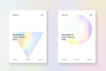 Geometric Presentation. Vintage Banner. Graphic Design. Hologram Texture. Purple Rainbow Paper. Isolated Pearl Template. Spectrum Background. Blue Geometric Presentation