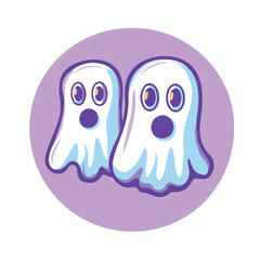 Obraz premium Spooky Ghosts Halloween Button Icon