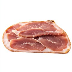 Delicate Prosciutto Slices Isolated on White Background