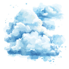 Vibrant Sky Cloud Watercolor Summer Background Vector Illustration