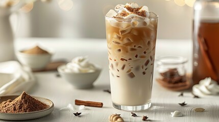Iced Cinnamon Coffee with Whipped Cream
