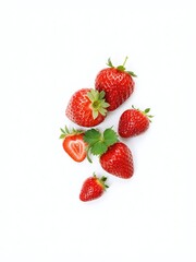 Fresh Ripe Strawberries Isolated on White Background