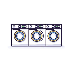 Modern Washing Machine Line Icon in Vector Outline Style