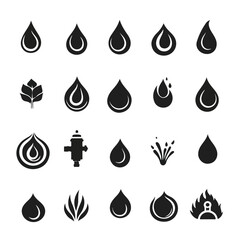 Water Drop Vector Icons Set: Modern Solid Symbol