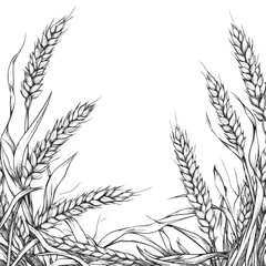 Wheat Ear Sketch Frame Background Design Template