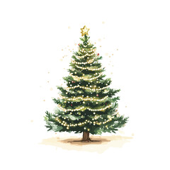 Sparkling Christmas Tree on Abstract Winter Background - Festive Holiday Scene