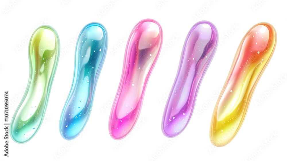 Poster colorful gradient abstract shapes set on a transparent background generative ai
