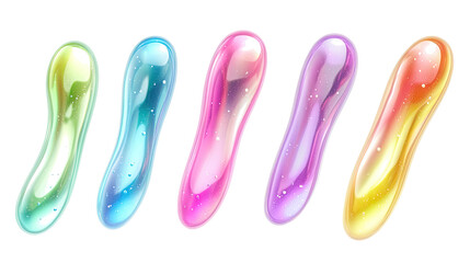 Colorful Gradient Abstract Shapes Set on a Transparent Background Generative AI