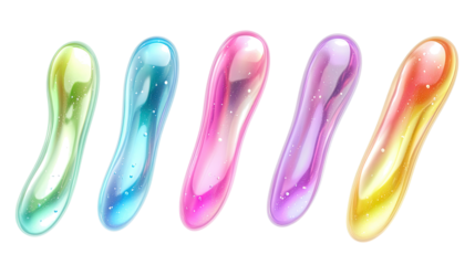 Colorful Gradient Abstract Shapes Set on a Transparent Background Generative AI