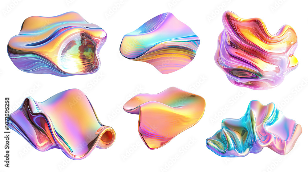 Poster colorful abstract shapes on a clear background generative ai