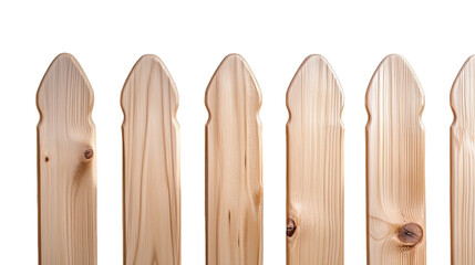 Wooden picket fence section, transparent background