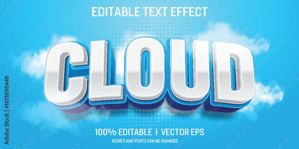 Fototapete editable cloud vector 3d text effect with modern style design