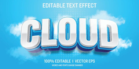 editable cloud vector 3d text effect with modern style design