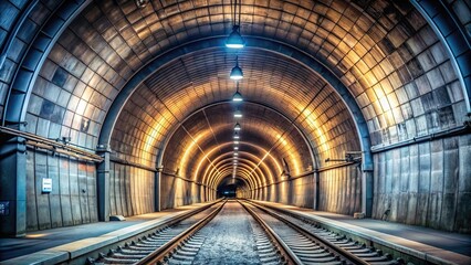 Obraz premium Tunnel under the bridge at the train station, tunnel, bridge, railway, station, transportation, underground, arch