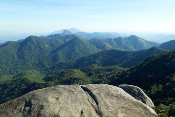 Rio de Janeiro, Brazil, September 15, 2024. View of the Tinguá biological reserve, from the Boné hill, in the mountainous region of the state of Rio de Janeiro.