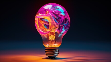 abstract light bulb with color splashing