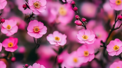   Pink blooms popping in a field of pink flowers