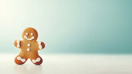 Obraz premium A close-up of a small toy ginger sitting on a table against a blue background