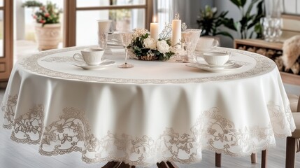 Elegant Table Setting with Floral Centerpiece and Candles