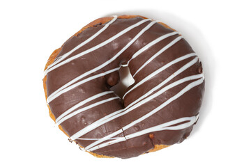 Homemade chocolate donut isolated on a white background