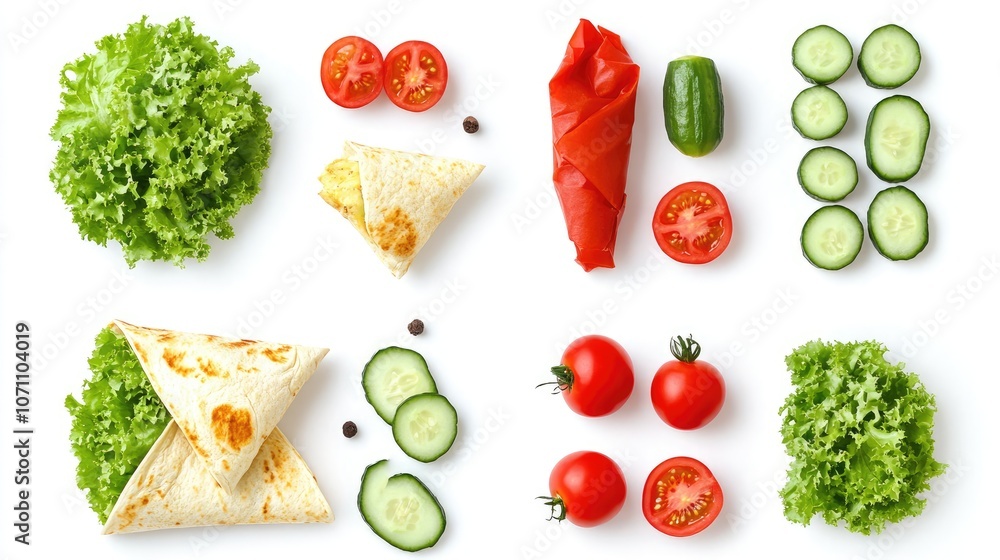 Aufkleber chicken wraps with tomatoes cucumbers and lettuce generative ai
